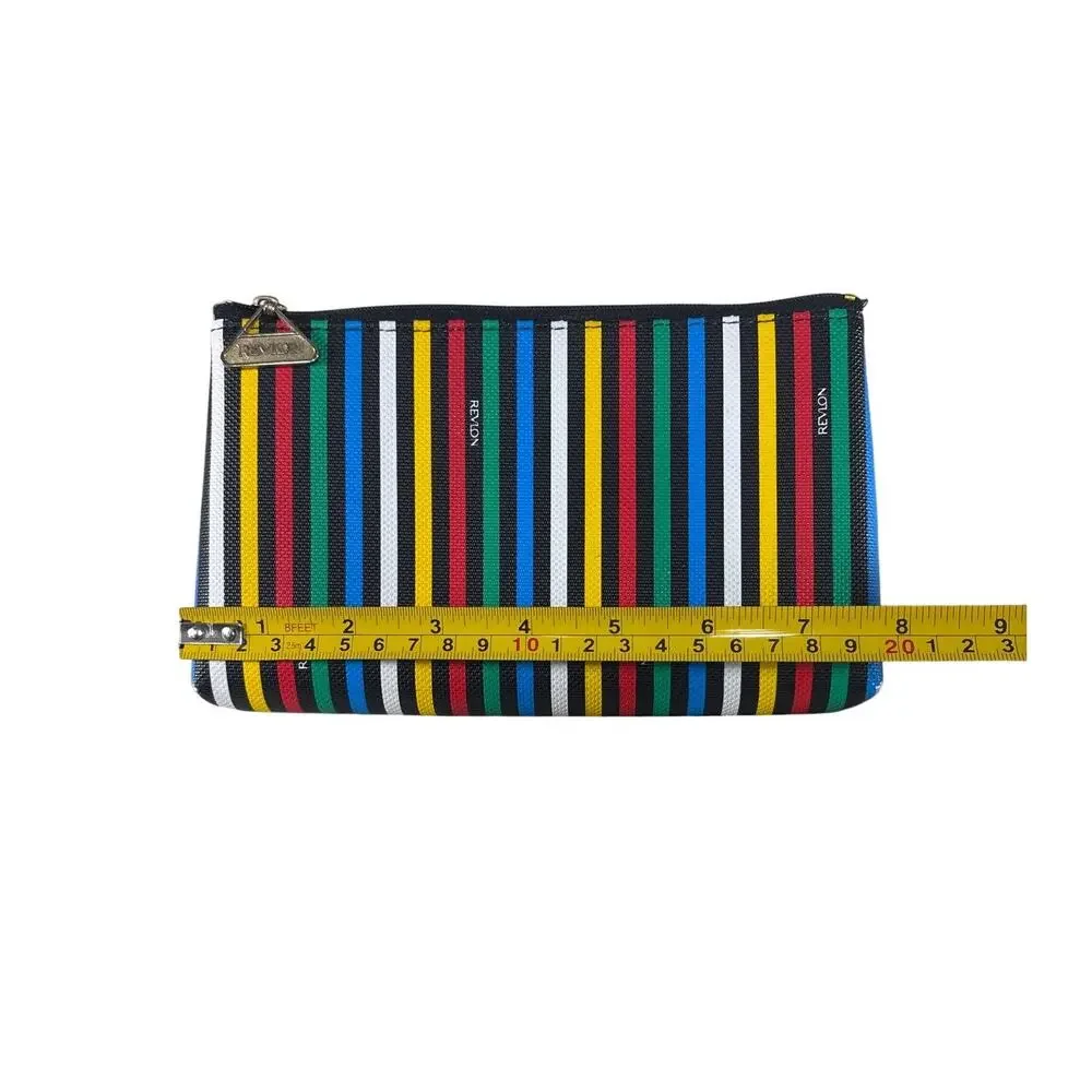 Vintage 1993 Revlon Striped Makeup Bag Cosmetic Pouch Zipper